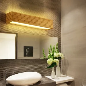 LED-Badezimmerwandleuchte aus Holz im japanischen Design